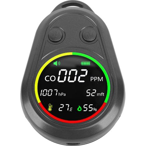 Eosnow Tragbarer Luftqualitätsdetektor, 5-in-1-CO-Höhen-Atmosphärendruck-Temperatur-Feuchtigkeitstester für Outdoor-Aktivitäten