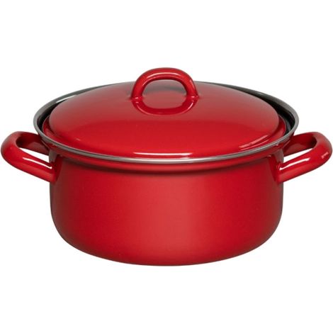 Riess Kasserolle mit Deckel Ø16cm 1,1L Color Rot Emaille