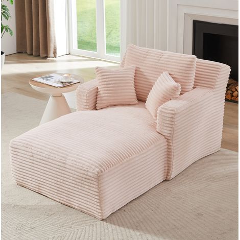 Canapé chaise longue de pana rosa sin montaje, sofá cama y sillón relax (1/5)
