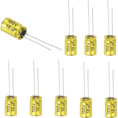 10Pcs Condensateur Électrolytique Non Polarisé 10uF 100V, Condensateur Audio Aluminium 13mm x 8mm Pour Projets Audio DIY Tweeter Enceintes Amplificateur Voiture (1/5)