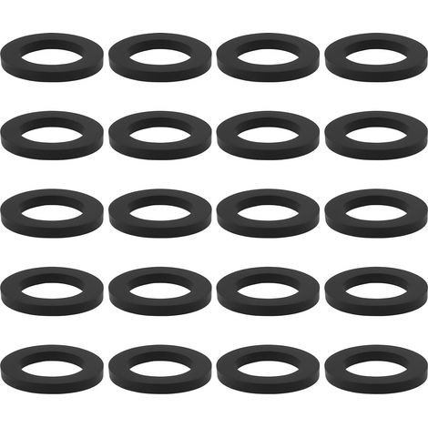Lot de 50 bagues d'étanchéité plates en caoutchouc EPDM pour tuyau de douche 1/2" Noir 19 x 12 x 2 mm (1/5)