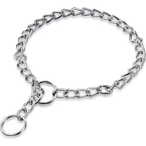 Collier métallique pour chien, chaîne pour chien, collier en acier, collier anti-à-coups pour chiens, collier de dressage pour animaux de compagnie, 3 mm x 55 cm (1/4)