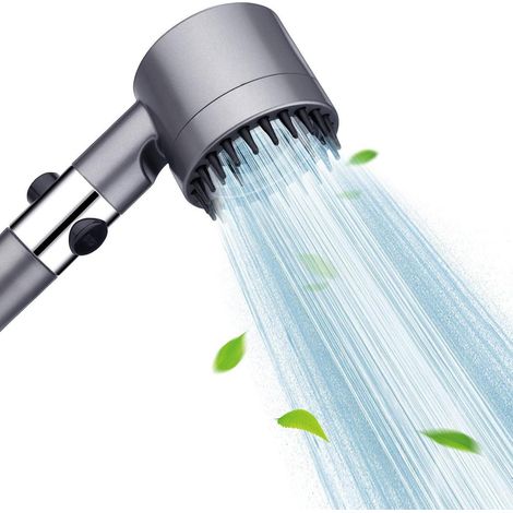Handbrause mit Filter, 3+1 Strahlarten, Wassersparend, Stoppfunktion, Grau (1/5)