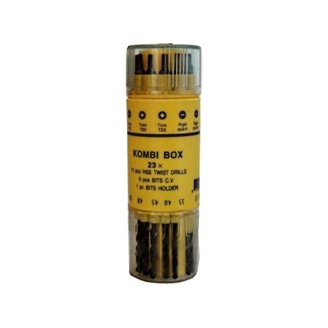 Punte per metallo HSS - TIN + inserti 23 pezzi in box cilindrico