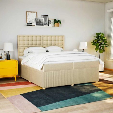 Boxspringbett mit Matratze Creme 200x200 cm Stoff (1/5)