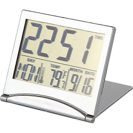 Réveil avec fonction snooze, horloge numérique LED, pliable, idéal pour les voyages et la table de chevet, 2024 Ping (1/5)