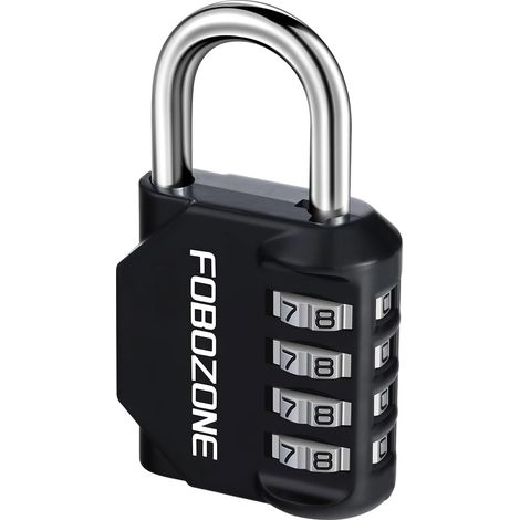 1 Cadenas à combinaison 4 chiffres étanche alliage de zinc anse acier pour casier gym armoire portail boîte outils (1/5)