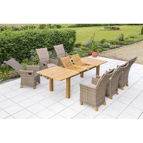 Toskana Set 13tlg 6 Hochlehner Kiss Tisch 180(220/260)x100cm