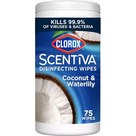 Toallitas desinfectantes Scentiva con aroma a coco y nenúfar Clorox, 75 unidades. (1/5)