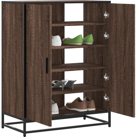 Schuhschrank Eichen-Optik 75x38x97,5 cm Holzwerkstoff Metall