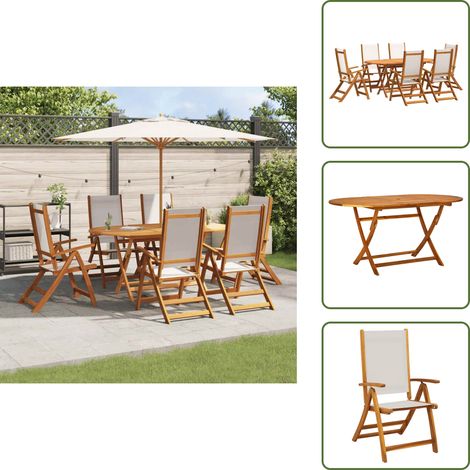 Comedor exterior - vidaXL Juego comedor de jardín 7 pzas madera maciza acacia y textileno - Juego de comedor