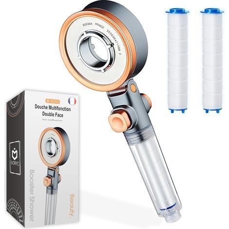 Pommeau de douche filtrant anti calcaire haute pression Filtre eau douche avec 2 filtres inclus, économie d’eau, pommeau de douche avec tuyau, shower filter salle de bain (2 filtres) (1/5)