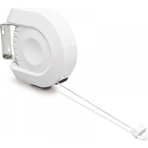 Corde à linges rétractable, 12 m, étendoir, usage intérieur/ extérieur, Séchoir, fil à linge, plastique, blanc (1/5)