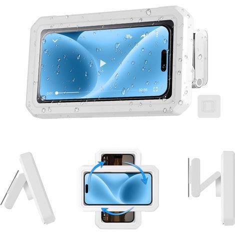 Support de douche étanche à 480° - Support mural universel pour smartphones ≤ 7" - Convient pour la douche, la salle de bain et la cuisine - Navigation tactile HD - Accessoire mobile pratique (1/5)