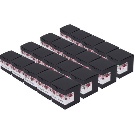 20pcs Boîte Cadeau Noire avec Autocollant Mariage Fleuri 10x10cm Coffret de Mariage pour Demoiselle d'Honneur, Boîte à Proposer (1/5)
