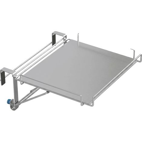 Mensola portaoggetti pieghevole, in acciaio inox, design salvaspazio, colore argento. (1/2)