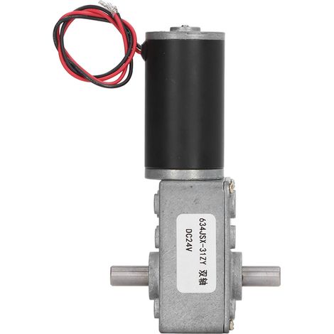 24-V-Elektromotor mit Schneckengetriebe, Doppelwelle, 60 U/min, selbsthemmend, reversibel, hohes Drehmoment, Mikro-Drehzahluntersetzer für Turbinen (1/5)