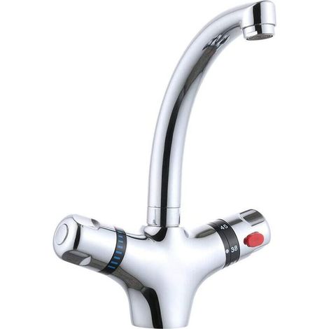 Waschbecken-Wasserhahn, Waschbecken-Wasserhahn, Thermostatmischer, Küchenarmatur, 360° drehbar, Badezimmer-Waschbecken-Wasserhahn für Boiler (1/5)