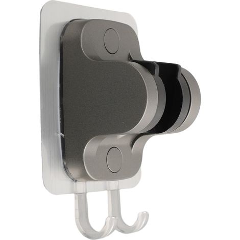 Support de pommeau de douche sans perçage avec crochet, support mural à angle réglable pour salle de bain, base de douche robuste en ABS, pour une installation facile sans perçage, noir (gris) (1/5)