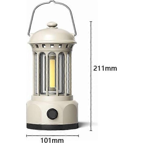 Online Store - Lanterne de camping, lanterne de tente portable, lanterne de camping rétro rechargeable blanche (1/5)