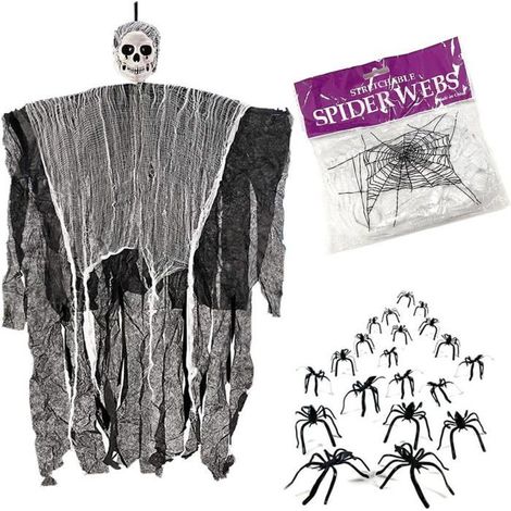 Horrible Récolteur d'Halloween : Décoration Terrifiante avec Araignées et Toile d'Araignée (1/5)