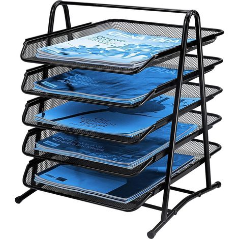 Metall Briefablage 5-Tier Schreibtisch Organizer Stapelbar für Büro Schule (1/5)