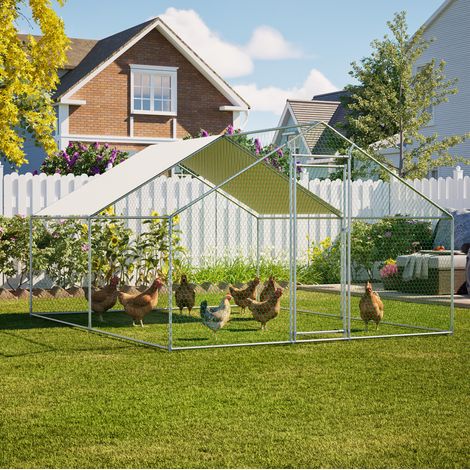 Recinto esterno per pollame 3 x 4 x 2 m con tetto in PE impermeabile e serratura HAVRYA (1/5)
