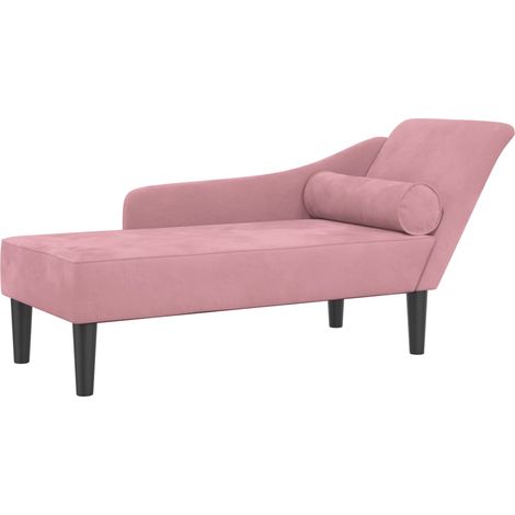 Méridienne chaise longue pour intérieur avec coussins en velours rose DEC026093
