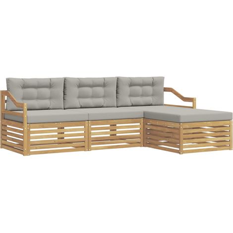 Set di divani da esterno 4 pz 4-Posti Bianco e Grigio Chiaro vidaXL (1/5)