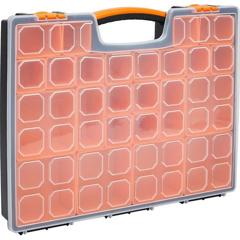 (41.5 x 33 x 6 cm)Boîte de rangement professionnelle avec compartiments amovibles,Orange (1/4)