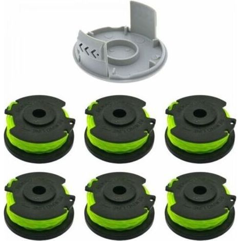 Bobine de rechange 6 pièces pour débroussailleuses Ryobi. Bobine de rechange pour débroussailleuses sans fil RLT36B33 et RY36LT33A-0 (6 bobines + 1 capuchon). (1/3)