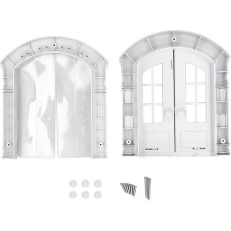 Intérieur de porte de chat,sécurisé durable usage facile d'installation portail français,pour animaux de compagnie chiens,blancs,avec rideau