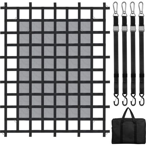 Filet d'arrimage pour benne de camion, 183 x 145 cm, robuste et résistant aux intempéries, 4 sangles réglables avec mousquetons et crochets en S, pour pickup, camion, Jeep, SUV et bateau (1/5)