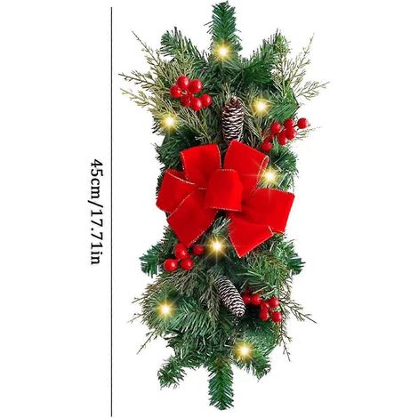Guirlande d'escalier de Noël, couronne de Noël pour porte et cheminée, décoration de fête de Noël (1/5)