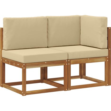 Outdoor Middle and Corner Sofa 2 Piece Natural and Beige vidaXL
