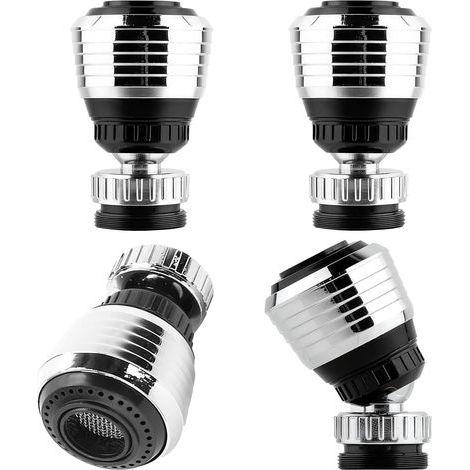4-Piece 360° Swivel Kitchen Faucet Aerator, 2-Mode Water-Saving Faucet Aerator with Adapters for Kitchen and Bathroom Shower Faucets (1/5)