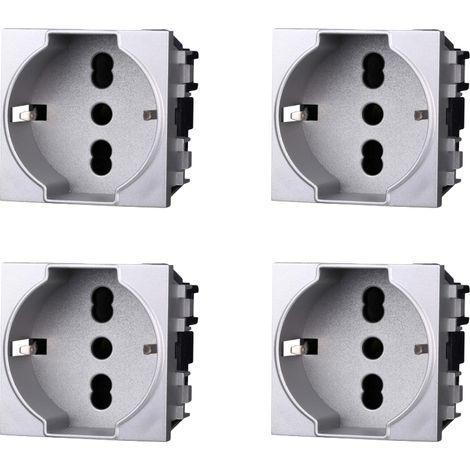 gloca Prese Schuko 2P+T 16A Compatibili Living (4, Grigio) (1/4)