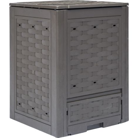 Komposter Garten Braun 60x60x83 cm 300 L Kunststoff Rattan