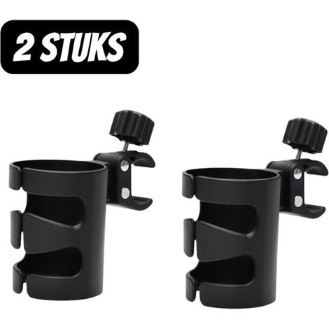 Lot de 2 porte-gobelets portables d'extérieur - Porte-gobelet universel - Porte-bouteille rotatif à 360° pour Tricycles et Trottinettes - Porte-bouteille multifonctionnel - Zwart (1/5)