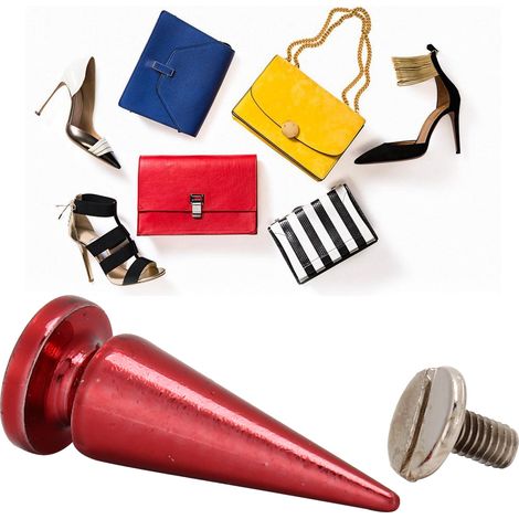 10 jeux de rivets en cuivre de 1026 mm avec vis, adaptés à la fabrication de sacs et de chaussures en cuir (rouge). (1/5)