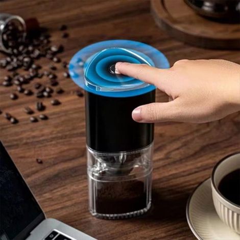 1 Moulin à café, Meules coniques, Rechargeable USB, Réglage fin à grossier, Pour voyage camping bureau cuisine (1/5)