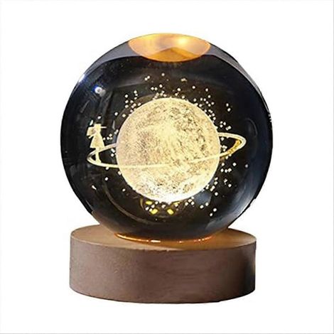 3D-gravierte LED-Galaxiekugel-Nachtlampe, sternenklare Glaskugel mit Holzsockel, Wohndekoration, Geschenk für Frauen und Mädchen (1/5)