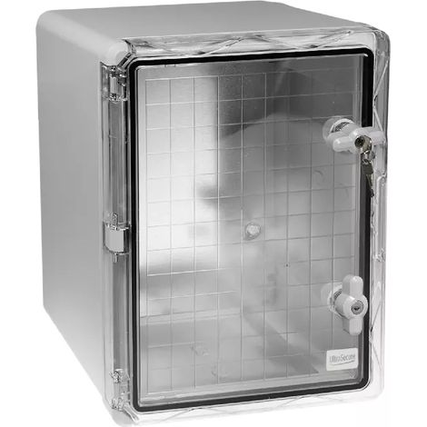Coffret mural haute-résistance boîtier 400 x 300 x 220 - Porte transparente / Serrure clé / Plaque montage / IP65 / ABS (1/5)