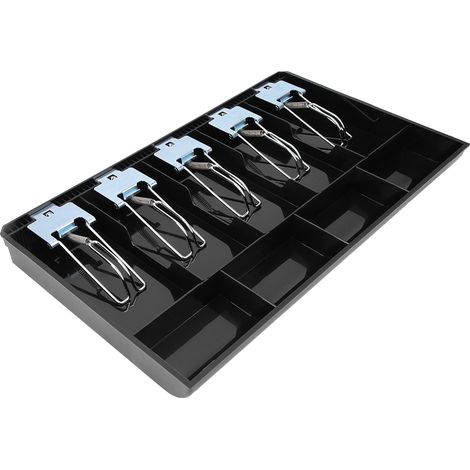 Plateau en matériau ABS avec clip métallique pour tiroir-caisse, plateau de rangement pour billets (noir) (1/5)