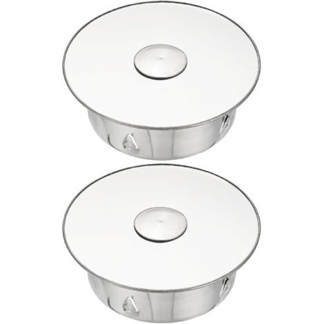 Lot de 2 Bouchon pour Tuyau, Cache-trou de cheminée, Cache Tuyau, Couvercle De Trou De Cheminée,Bouchon Cheminée Perforé en Acier Inoxydable Ø 63mm Profondeur 34mm, argent (1/5)