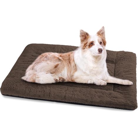 Hundebett, große Hundematte, 106 x 71 cm, waschbare, superweiche, wasserdichte Hundematratze mit rutschfester Unterseite, braun (1/5)