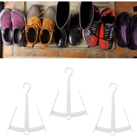 Égouttoir à chaussures à double crochet (3 pièces), porte-chaussures rotatif, multifonctionnel et empilable, modèle en forme de branche d'arbre blanche (1/5)