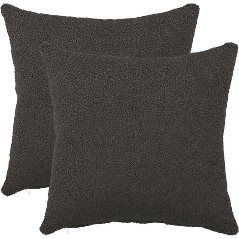 Funda de almohada 2 pcs HEERLEN Gris oscuro 35 x 35 cm Bouclé vidaXL (1/5)