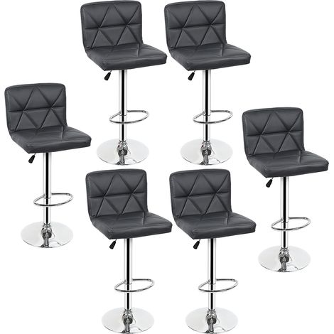 Sedia da bar con schienale obliquo a traliccio, 6 pcs, grigio, elegante
