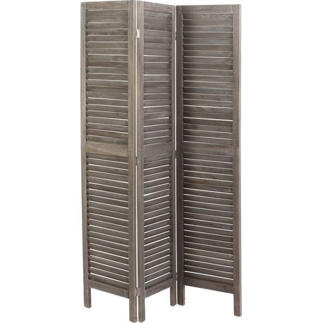 Pegane – Paravent en bois de Paulownia 3 panneaux 40cm – Hauteur 170 cm – Pour espaces intérieurs – Style brocante élégant (1/2)